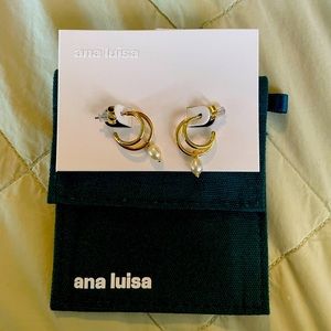 Gold double small hoop with Pearl embellishment.